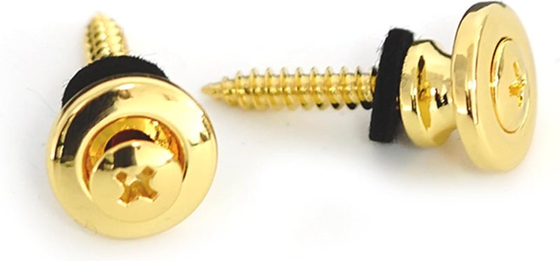 guyker Strap Locks Buttons, (1 Pair) Zinc Alloy Security Straplock Quick Release Strap Retainer System for Electric Acoustic Folk Guitar, Bass, Ukulele Replacement Part (GE001, Gold) - Image 1